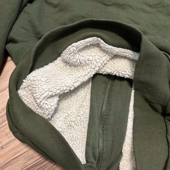 Calvin Klein Boys Hooded Jacket XL 18/20 Green Sherpa Lined Full Zip Logo Coat - Picture 9 of 10